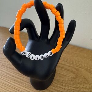 Believe Elastic Beaded Bracelet Orange